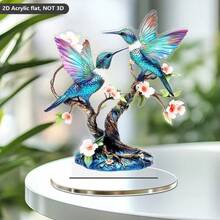 2D Flat Acrylic 2pcs Hummingbird Decorative Ornaments - Modern Theme Home, Desk Or Office Decor - Perfect Gift For Friends, Unique Office Decoration, No Electricity Required, Desktop Decorative Ornament - A - View 10