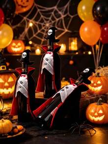 [Halloween Big ]1pc Halloween Vampire Cape, Halloween Vampire Wine Bottle Cover, Witch Costume Accessories, DIY Crafts, Halloween Party Supplies, Party Decorations, Halloween Witch Wine Bottle Cover, Trick Or Treat, Witch Costume Accessories, Indoor/Outdoor Halloween Decoration Vampire Wine Bottle Cover, Halloween Home Decor, Halloween Ornaments, Halloween Cake Decoration - Multicolor - View 1
