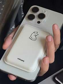 1pc New Minimalist INS Niche Cute Line Art Puppy & Cat Magnetic Phone Case With Leather Card Holder, Universal Simple Design, Perfect Gift For Girlfriend, Best Friend, Holiday, Anniversary - Multicolor - View 5