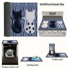 1pc Cat Themed Diatomaceous Earth Kitchen Counter Mat, Highly Absorbent, Suitable For Tableware, Coffee Machine, Microwave, Etc. Fashionable Watercolor Design, Ideal Choice For Modern Kitchen. - Multicolor - View 10