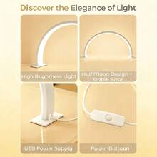 1 قطعة مصباح أظافر LED، مصباح طاولة LED 40/53 سم، ضوء نصف القمر لمكتب الأظافر، مع شريط لاصق ثابت، مصباح أظافر بقابس USB، لمكتب التطريز وإضاءة ملء محيطية بقابس USB، مصباح عمل لصالون التجميل - USB - مشاهدة 3