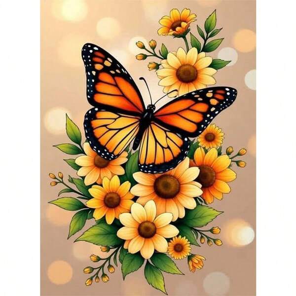 1 PIEZA | Pintura de Diamantes 5D DIY | Juego de Pintura de Diamantes con Patrón de Mariposa & Floral, Kit de Manualidades de Mosaico de Taladro Completo. Pintura de Diamantes de Arte de Alta Definición. Regalo de Pintura de Diamantes, Enfoque y Relajación a través de DIY, Adecuado para Decoración de Pared de Sala de Estar, Dormitorio, Oficina, Regalo Sorpresa de Decoración del Hogar para Familia y Amigos, Sin Marco [30*40cm/11.8*15.7in][40*50cm/15.7*19.7in]
