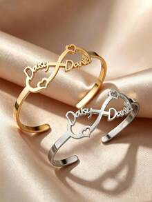 1pc Metal Style Bracelet, Customizable Personalized Name, Stainless Steel Material, Multiple Styles Available, Comes With Gift Box, Suitable For Daily Wear, Valentine's Day, Mother's Day, Anniversary And Other Occasions - Metal Bracelet - View 21
