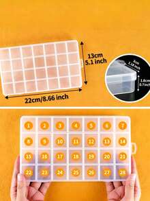 1pc 28-Grid Rectangular Plastic Jewelry Box, Multi-Compartment Storage Container, Earrings Beads Craft Organizer Display Case, Portable Jewelry Storage Solution For Women Girls Accessories Organization - Multicolor - View 2