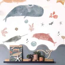 Ocean-Themed Wall Decals For Children's Room, Removable And Adhesive, Baby Room Decor, Soft Watercolor Wall Art For The Nursery - TMT002 - 查看 4