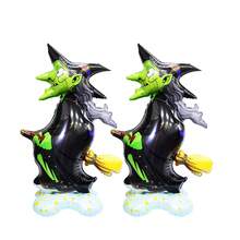 1/2pcs Standing Base Halloween Witch Balloon Magic Broom Witch Balloon - Multicolor - View 6