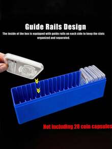 Plastic Coin Storage Box,Suitable For NGC,PCGS,PMG&Coin Holders,Coin Rack Organizer Case With 20 Slots,Protective Coin Organizer For Collectors&Graded Coins,Office Coin Tray,Commemorative Coin Rating Coin Collection Box,Only Empty Box - Multicolor - View 6