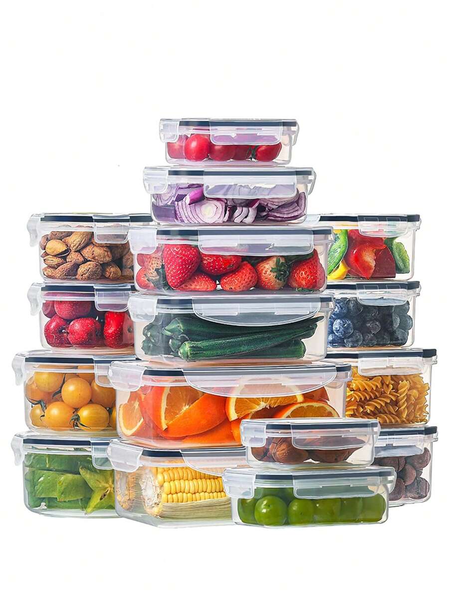 24-Piece Stackable Sealed Food Storage Containers, Transparent Plastic Refrigerator Storage Box, Multi-Sized Set, With Lids, Suitable For Fruits, Grains And Meal Preparation - View 1