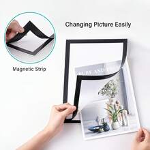 5 buah Bingkai Poster Magnetik A4, Dapat Digunakan Kembali, Warna Emas, Perak, Hitam (Opsional), Bingkai Pajangan Foto, Cocok untuk Dinding, Kantor, Dekorasi Rumah, Gaya Galeri Modern, Tempat Foto, Rak Pajangan Cetakan Seni - A - View 5