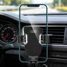 Round Air Vent Car Phone Holder, One-Hand Operation, Compact Design Without Blocking View, Suitable For Driving Use - Black - View 3