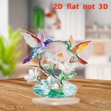 2D Flat Acrylic 2pcs Hummingbird Decorative Ornaments - Modern Theme Home, Desk Or Office Decor - Perfect Gift For Friends, Unique Office Decoration, No Electricity Required, Desktop Decorative Ornament - A - View 6