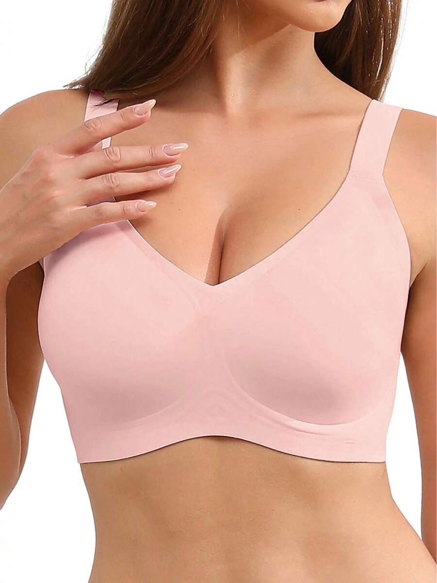 MINTREUS Women's Bras, Wireless Push-Up Support Bras, Wire-Free Comfort, Full Coverage, Seamless - 粉色 - 查看 1