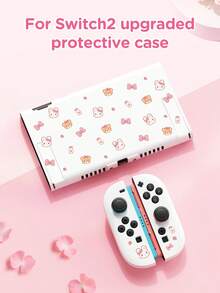 1 pieza Funda protectora con patrón de conejo y oso de leche de fresa de dibujos animados para Switch, accesorio de consola de juegos Switch 2 (2025) con carcasa de base, compatible con Switch 2 (2025) / Switch OLED, accesorio de juego de segunda generación Switch 2, funda protectora, blanco/rosa, bolsa de almacenamiento de consola de juegos, el mejor regalo para jugadores de SWITCH - Multicolor - Ver 23