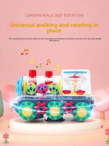 1 pieza Tren eléctrico omnidireccional transparente para niños unisex, luces de colores, música, simulación de engranajes - Color de accesorio aleatorio, niños y niñas, regalo de cumpleaños, Navidad - Ver 5