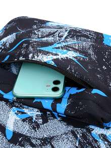 Conjunto de 2 piezas de mochila y bolso bandolera con estampado de grafiti de nailon para hombres, estilo callejero, adecuado para adolescentes en la escuela (mochila de vuelta a la escuela) - Azul - Ver 5
