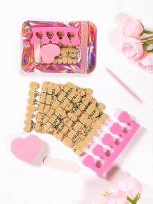 YBJK Kit Persiapan Kuku 5-in-1: Lem Jelly, Buffer Pink, Kikir Kuku, Pemisah Jari Kaki & Stik Kutikula, Set Manikur DIY Portabel untuk Kuku Tempel. - Berwarna merah muda - View 11