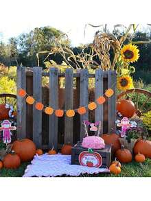 1pc Halloween Felt Pumpkin Banner, Pumpkin Fireplace Ceiling Hanging Garland, Thanksgiving Double Layer Pumpkin Garland, Halloween Decoration Bunting, Party Backdrop Props, Holiday Decoration Banner - Multiple Styles - View 7