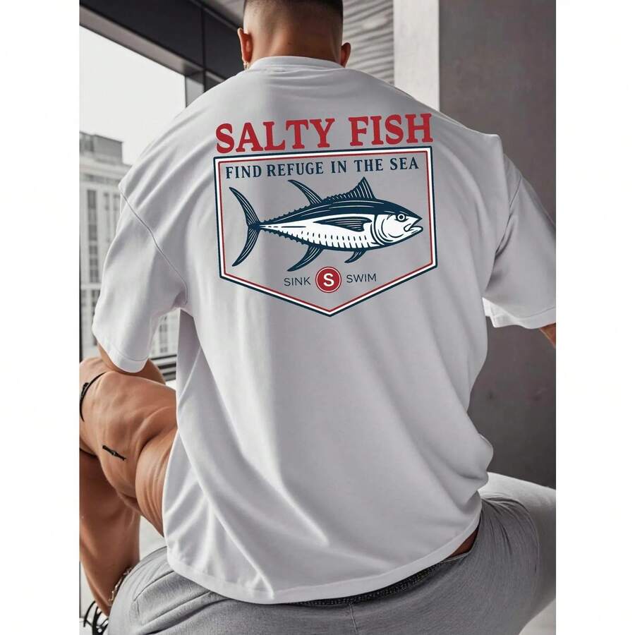 de Manga Corta, Holgada y Transpirable, Adecuada para Surf, Navegación, Ropa de Playa, Camiseta Casual de Cuello Redondo para Pescadores de Agua Salada y Atuendo Informal, Lavable a Máquina - Blanco - Ver 1