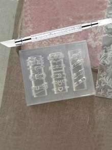 2件裝透明矽膠美甲模具 扣環心形鎖頭甜酷3D美甲裝飾模具 專業用附矽膠筆 - 黑色 - 查看 7