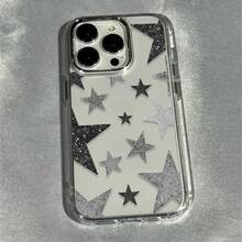 Funda para Teléfono - 1 pieza, diseño moderno de estrella brillante, marco de metal, funda transparente compatible con iPhone 17 16 15 14 13 12 11 Pro Max Air X XS XR - Color mixto 1 - Ver 2