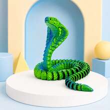 Realistic Movable 3D Printed Cobra Snake, Multi-Color Gradient Full Body Coiling Creative Desktop Decor Stress Relief Toy, Niche Collectible Sculpture Figurine, Random Color - Multicolor - View 13
