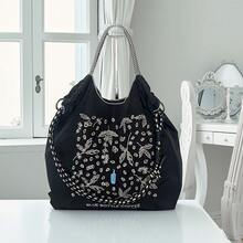 New Embroidered Tote Bag, Niche Large Capacity Versatile Commuter Shoulder Crossbody Bag - Multicolor - View 10