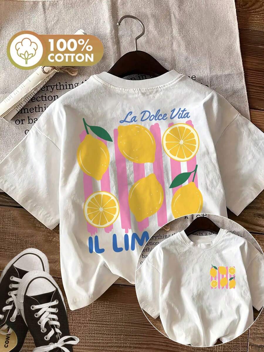 -Women's Casual Shirt, Double-Sided Print, Fresh Lemon Pattern, Ideal For Spring-Earth, Item. - 白色 - 查看 1