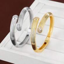 1pc Minimalist Geometric Cylindrical Cross Design Cubic Zirconia Women's Bracelet - Multicolor - View 8