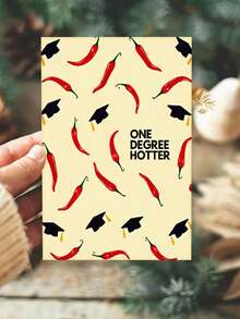 1 Set Graduation Greeting Cards & Envelopes - Beige, With Chili And Graduation Cap Pattern, Theme "Warmth Of Degree", Perfect Gift & Keepsake For Friends, Family And Classmates, Ideal Invitation For Graduation Party And Celebration Events - Multicolor - View 2
