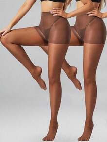 1/2 Pairs High Waist Sheer Shaping Tights, Women's Slimming Tummy Control Pantyhose - Multicolor - View 21