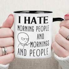 Mug Kopi Sarkastik Anti-Pagi yang Lucu, Aku Benci Orang Pagi, Gambar Tokoh Kartun Pemarah, Cangkir Keramik Putih, Hadiah Humor untuk Para Pecinta Malam, Introvert, dan Orang yang Benci Bangun Pagi, Mug Porselen 11oz untuk Minuman Panas dan Dingin - MultiWarna - View 12