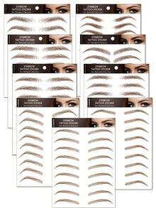 4pcs Brown Eyebrow Temporary Tattoo Stickers, Waterproof Long-Lasting Realistic, Suitable For Different Women's Makeup Looks, Natural-Looking Fake Eyebrow Tattoo Stickers - Brown - View 2