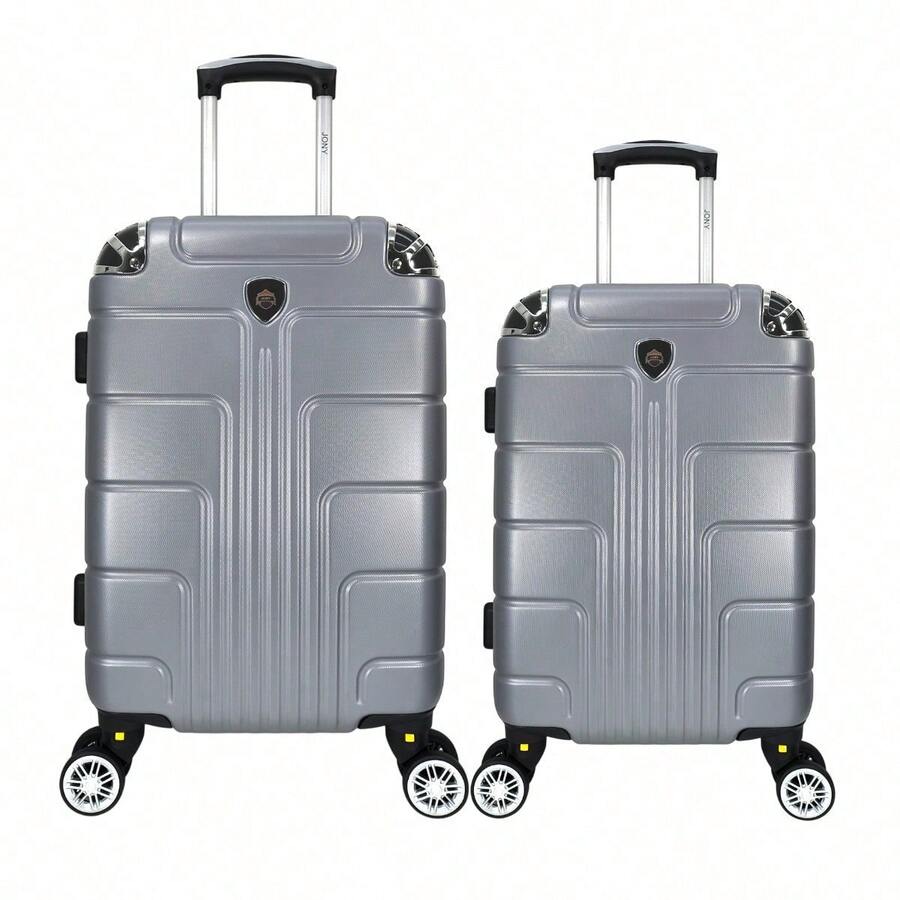 2-Piece Hard-Shell Suitcase Set, 20 And 18 Inches, Hand Luggage, 10KG And 8KG, Lightweight PC+ABS Material, 360° Detachable Wheels With Integrated Lock - Silver - View 1