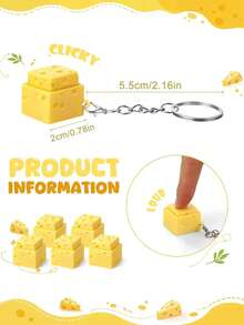 1/2/3 piezas Mini llavero de queso con teclado, botón antiestrés, tecla de queso, clicker fidget, colgante de llavero de teclado, regalos para fiestas - multicolor - Ver 3