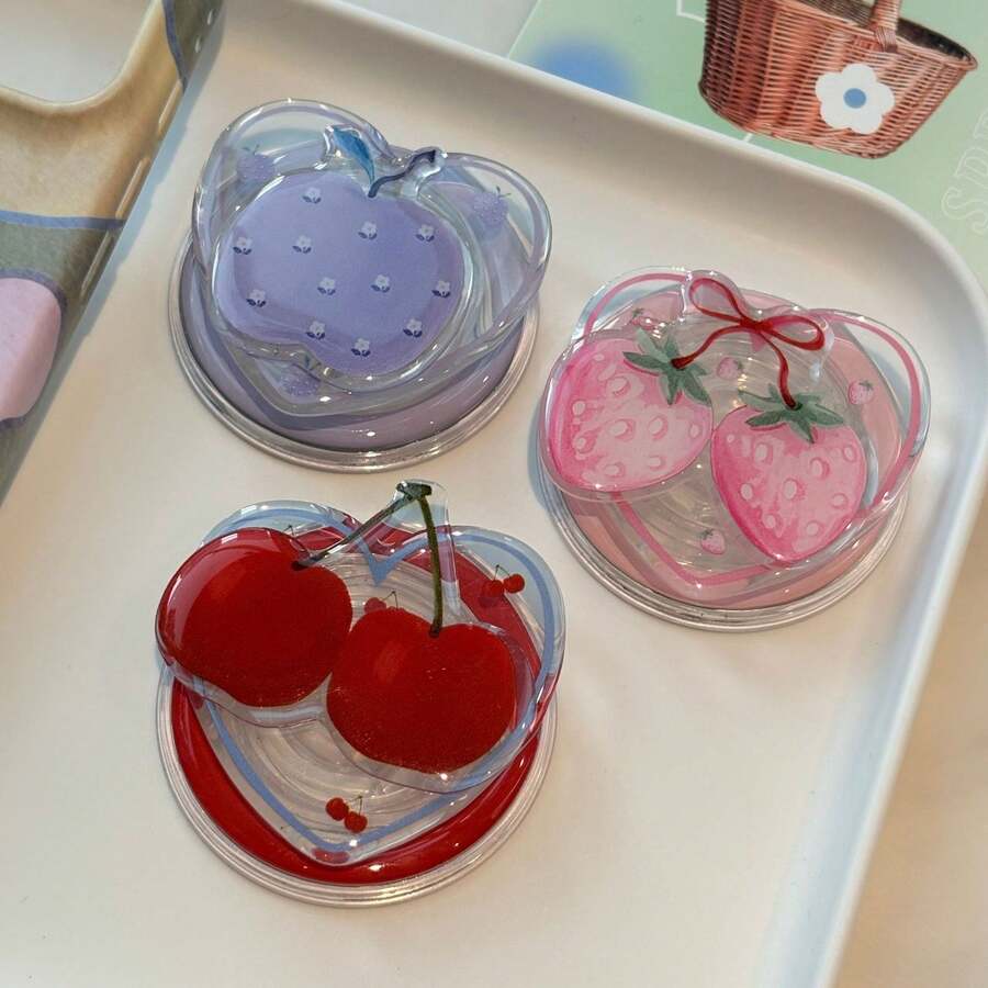3D Cherry Fruit Stand Compatible With MagSafe Magnetic Phone Case Desktop Slouchy Tool Creative Resin - Multicolor - View 1