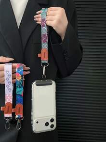 復古圖案手機掛繩 手腕帶 寬版皮革扣 ID識別證掛繩 手持相機手腕帶 手機鍊 - 彩色 - 查看 12