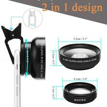2-In-1 Phone Macro Lens, 12.5x Macro Lens + 0.45x Wide Angle Lens, Compact Phone Lens, Enhanced Photography Effect, Universal Phone Clip, Easy To Carry, Suitable For Daily Photography And Travel. - A - View 6