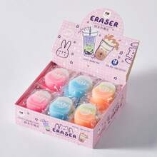 1pc Beverage-Shaped Eraser, Gradient Milk Tea Cup Eraser, Macaron Rainbow Color-Block Stationery, Highly Attractive Desktop Writing Accessory, Creative Cultural Gift - Multiple Colors and Random Styles - View 6
