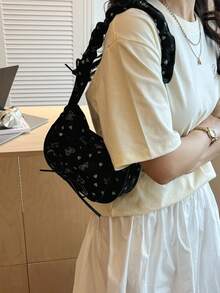 時尚復古極簡小方包 休閒紋理斜挎包 2026春夏新款女款單肩包 - 黑色 - 查看 2