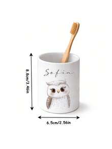 Customizable Personalized Name Ceramic Toothbrush Holder Cup, Custom Engraved Animal Pattern Ceramic Toothbrush Storage Cup, Fine Ceramic Glaze Smooth And Easy To Clean, One-Piece Molded Sturdy And Resistant To Bumping, Minimalist Animal Pattern Fresh And , Ample Capacity To Hold Toothbrush, Toothpaste And Toiletries, Waterproof And Moisture-Proof Long-Lasting Use Without Mold, Suitable For Renters, Singles And Couples - Multicolor - View 10
