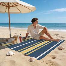 1pc Artistic Striped Pattern Beach Mat, Extra Large Beach Mat, Lightweight And Durable. Perfect For Travel, Camping And Picnic. Adult Extra Large Size. Perfect For Beach And Outdoor Adventure (Not A Beach Towel) - Multicolor - View 2