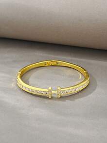 Juego de pulseras doradas, cobre texturizado versátil con incrustaciones de circonita, adecuado para uso diario, reuniones, citas, fiestas, regalos - Dorado - Ver 10