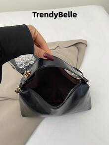 Bolso de mano de moda de unicolor para mujer, bolso de hombro, bolso bandolera - Negro - Ver 8