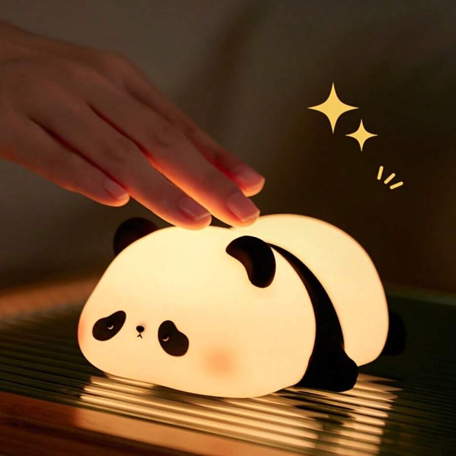 GLOOPRO Panda Night Light, Baby & Children Bedroom Bedside Lamp With Touch Sensor, Soft Silicone Lamp, Bedroom Desk Decor, Birthday Gift