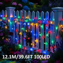 Luces de Hada de Flor de Cerezo Multicolor Alimentadas por Energía Solar, 20/50/100 piezas Luces de Cadena de Flores LED, 8 Modos de Parpadeo Ajustables, Decoración Impermeable para Interior/Exterior Patio Jardín, Regalo Perfecto para Boda Día de San Valentín Día de la Madre Navidad - Luces coloridas de flores de cerezo - Ver 12