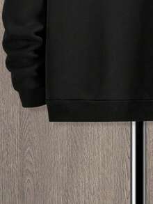 Teen Boy Letter Print Warm Hoodie And Pants - Black - View 4