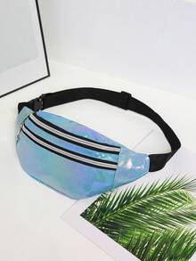 Bolso de cintura con doble cremallera para mujer, funda para teléfono estilo callejero, bolso deportivo ligero cruzado para el pecho - A - Ver 5