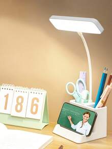 1 件 LED 多功能手机座笔架灯，学生宿舍护眼阅读学习灯，台灯 - 白色 - 查看 3