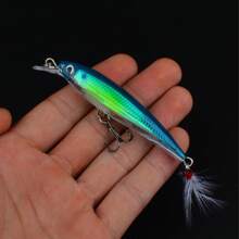 1pc 3D Bio-Mimetic Artificial Feather Sinking Minnow Lure With Laser Eyes, High-Pitch Hook Hard Bait For Outdoor Fishing - Multicolor - View 17