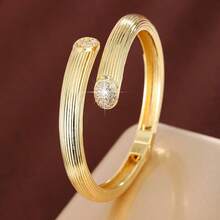 1pc Minimalist Geometric Cylindrical Cross Design Cubic Zirconia Women's Bracelet - Multicolor - View 10